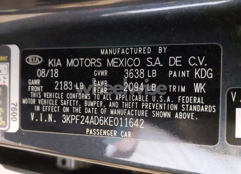 Photo 9 of 2019 Kia Forte FE (VIN 3KPF24AD6KE011642)