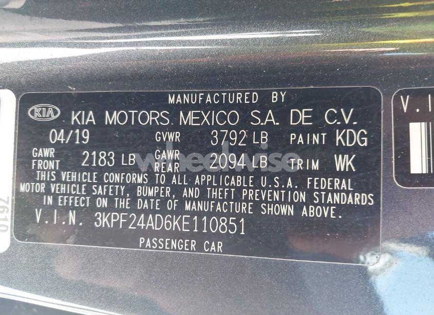 Photo 9 of 2019 Kia Forte LXS (VIN 3KPF24AD6KE110851)