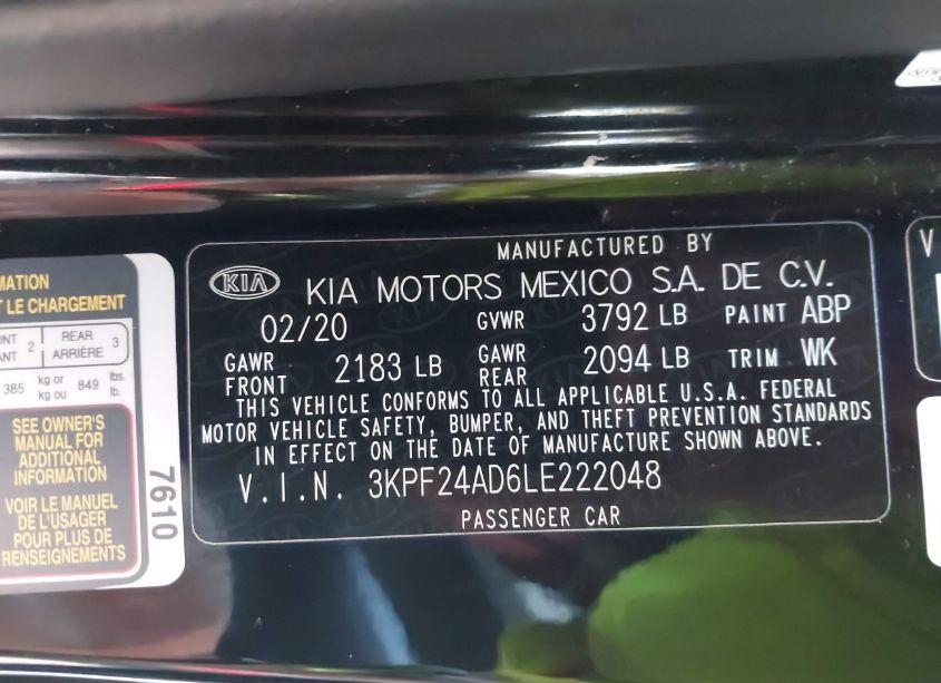 Photo 9 of 2020 Kia Forte LXS (VIN 3KPF24AD6LE222048)