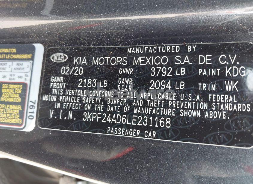 Photo 9 of 2020 Kia Forte LXS (VIN 3KPF24AD6LE231168)