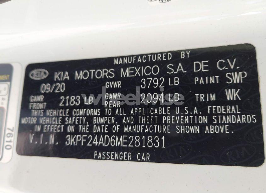 Photo 9 of 2021 Kia Forte LXS (VIN 3KPF24AD6ME281831)