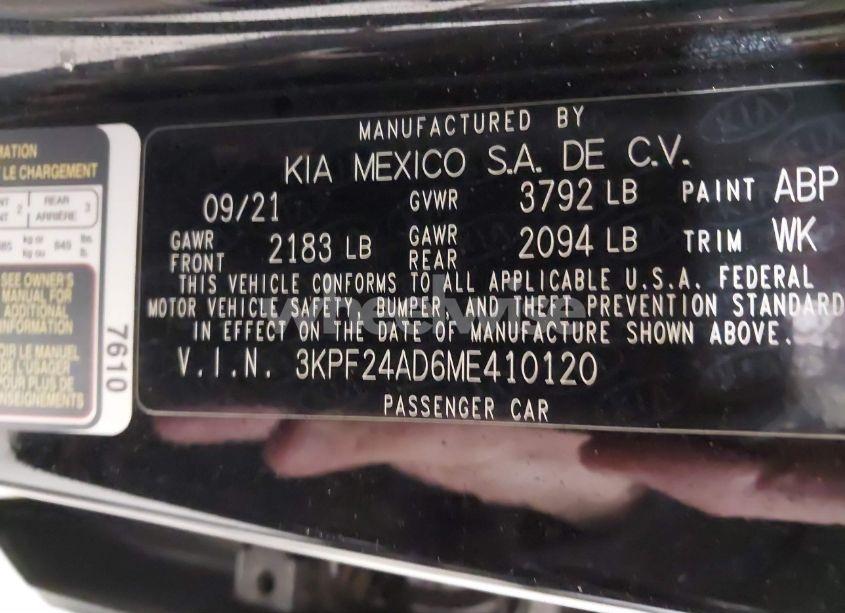 Photo 9 of 2021 Kia Forte LXS (VIN 3KPF24AD6ME410120)