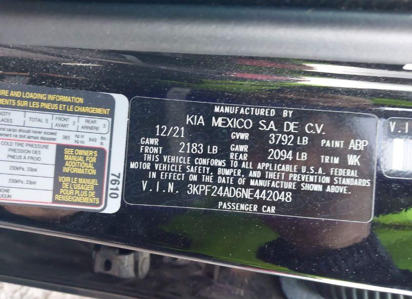 Photo 9 of 2022 Kia Forte LXS (VIN 3KPF24AD6NE442048)