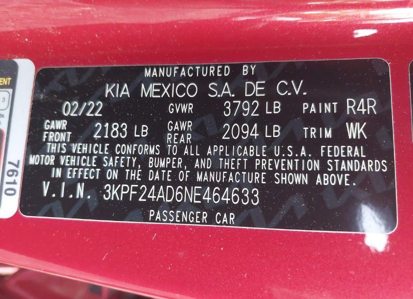 Photo 9 of 2022 Kia Forte LXS (VIN 3KPF24AD6NE464633)