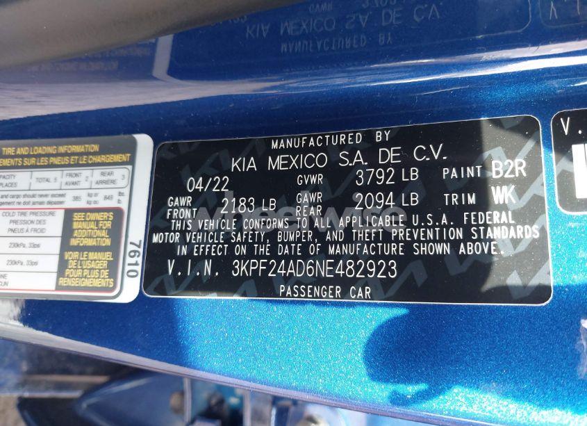 Photo 9 of 2022 Kia Forte LXS (VIN 3KPF24AD6NE482923)