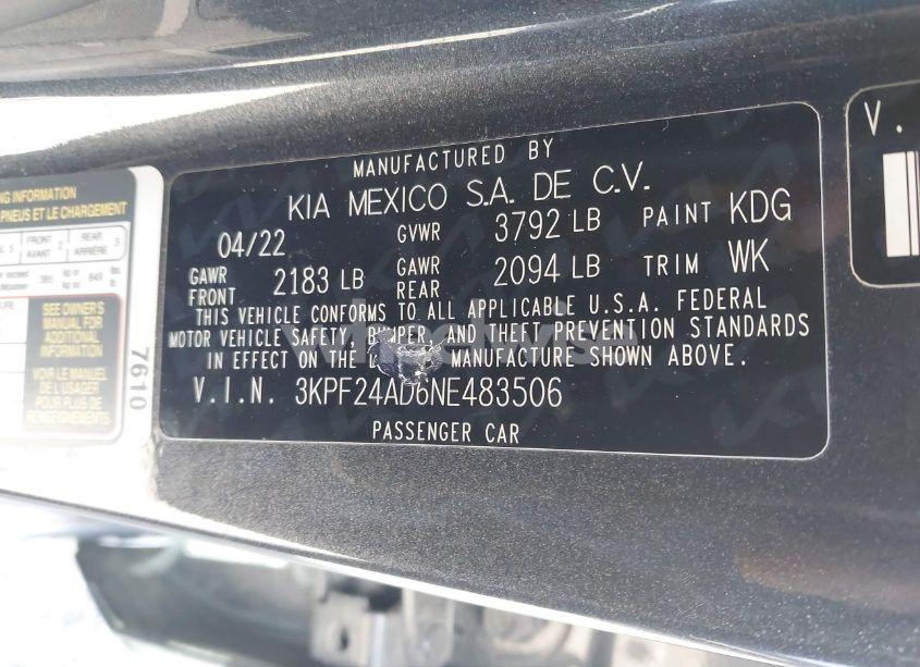 Photo 9 of 2022 Kia Forte LXS (VIN 3KPF24AD6NE483506)