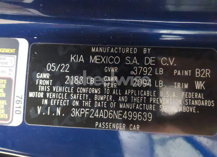 Photo 9 of 2022 Kia Forte LXS (VIN 3KPF24AD6NE499639)