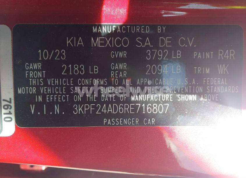 Photo 9 of 2024 Kia Forte LXS (VIN 3KPF24AD6RE716807)