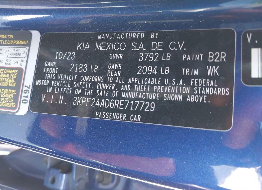 Photo 9 of 2024 Kia Forte LXS (VIN 3KPF24AD6RE717729)