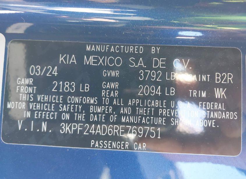 Photo 9 of 2024 Kia Forte LXS (VIN 3KPF24AD6RE769751)
