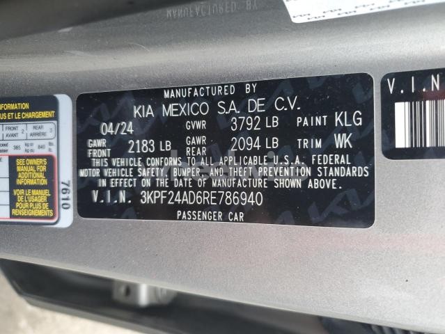 Photo 8 of 2024 KIA FORTE LX (VIN 3KPF24AD6RE786940)
