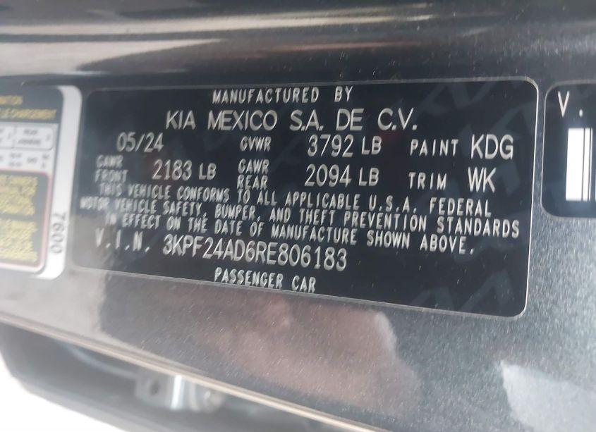Photo 9 of 2024 Kia Forte LX (VIN 3KPF24AD6RE806183)