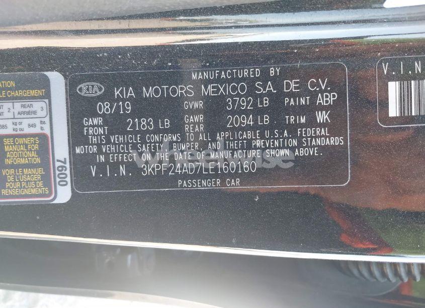 Photo 9 of 2020 Kia Forte FE (VIN 3KPF24AD7LE160160)