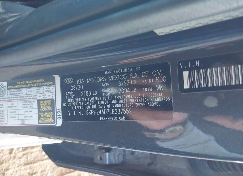 Photo 9 of 2020 Kia Forte LXS (VIN 3KPF24AD7LE237559)