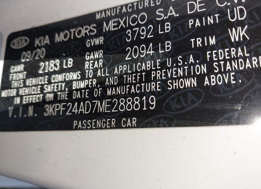 Photo 9 of 2021 Kia Forte LXS (VIN 3KPF24AD7ME288819)