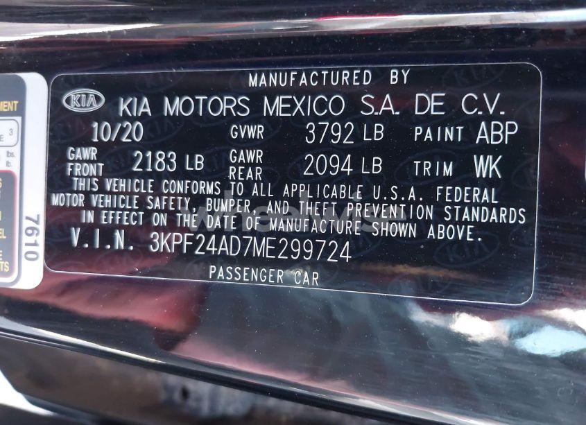 Photo 9 of 2021 Kia Forte LXS (VIN 3KPF24AD7ME299724)