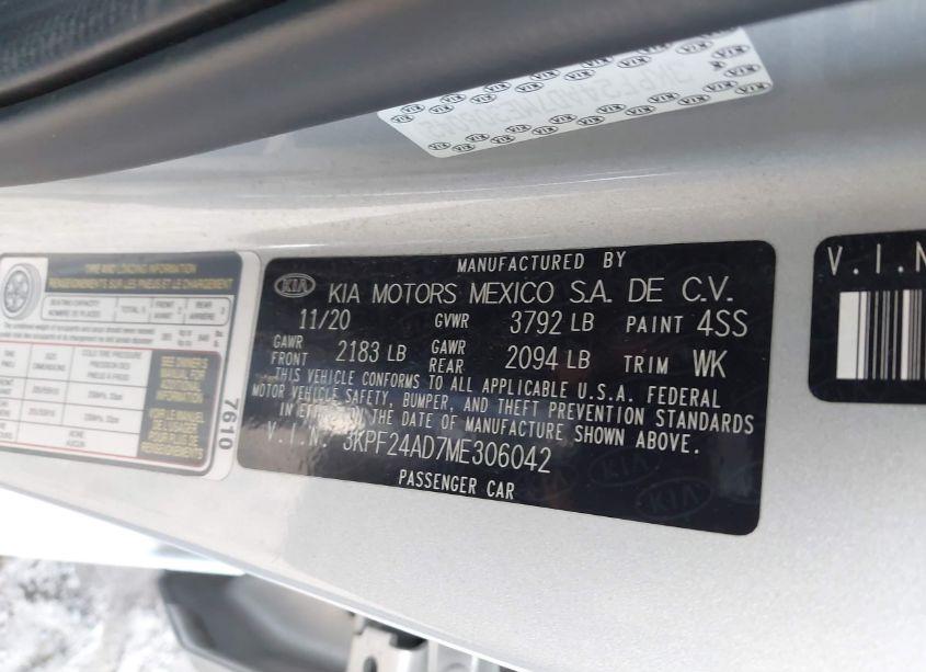 Photo 9 of 2021 Kia Forte LXS (VIN 3KPF24AD7ME306042)