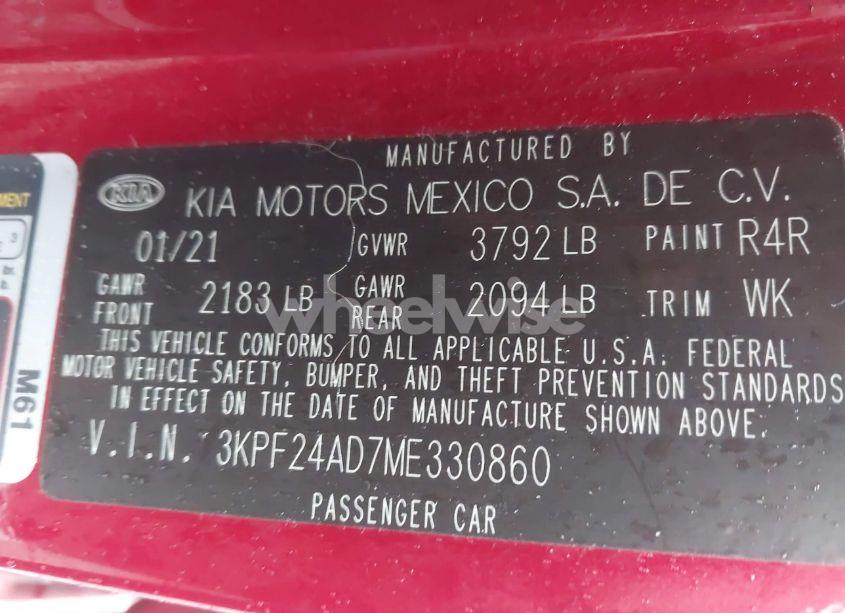 Photo 9 of 2021 Kia Forte LXS (VIN 3KPF24AD7ME330860)