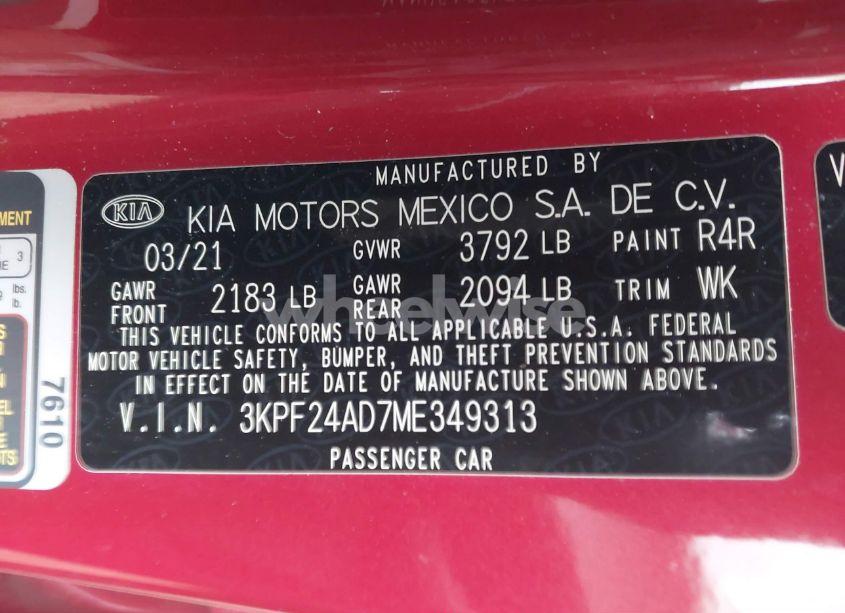 Photo 9 of 2021 Kia Forte LXS (VIN 3KPF24AD7ME349313)