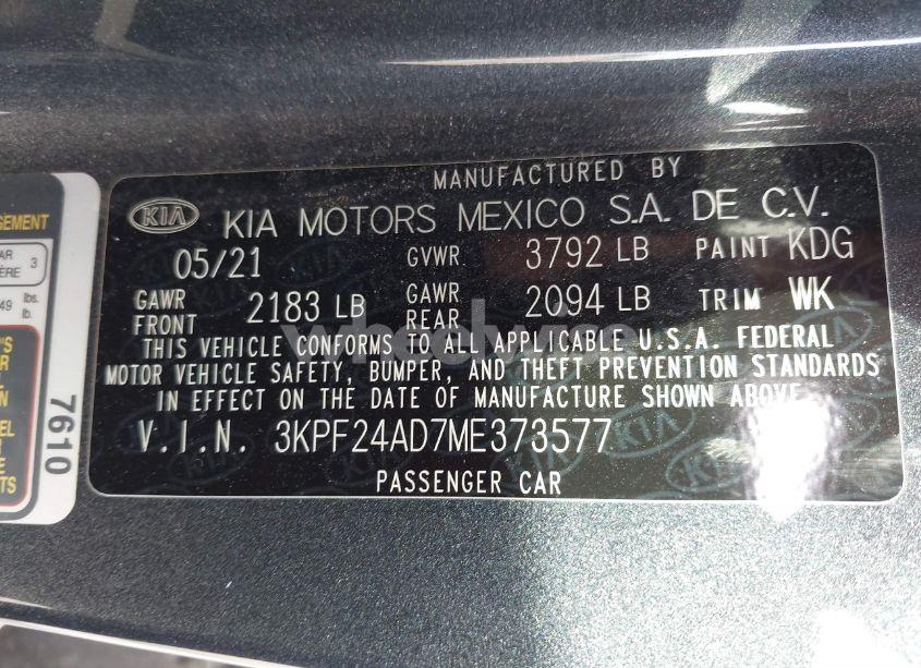 Photo 9 of 2021 Kia Forte LXS (VIN 3KPF24AD7ME373577)