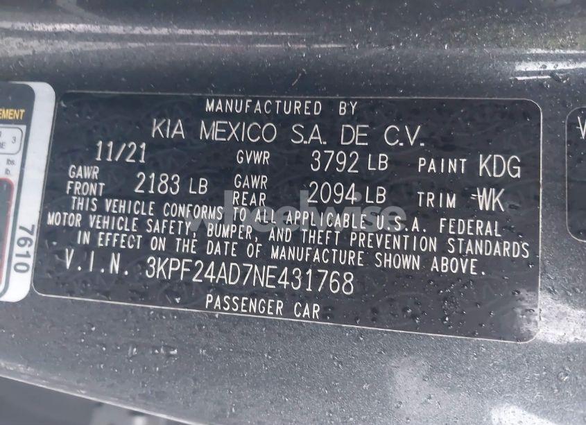 Photo 9 of 2022 Kia Forte LXS (VIN 3KPF24AD7NE431768)