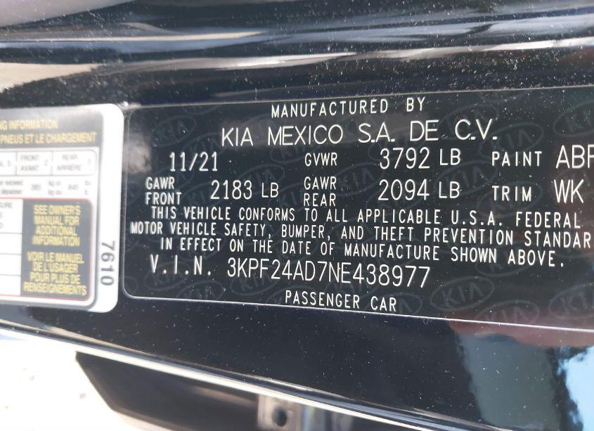 Photo 9 of 2022 Kia Forte LXS (VIN 3KPF24AD7NE438977)