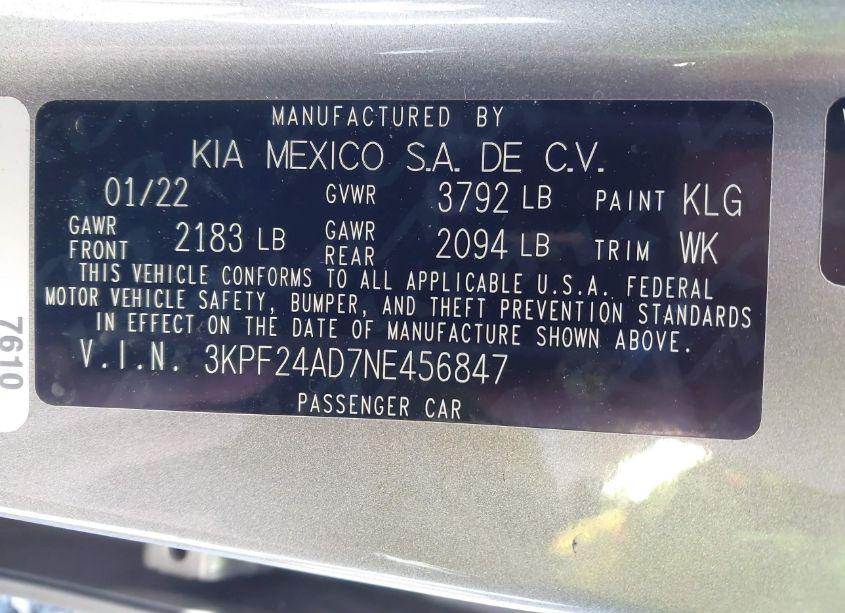 Photo 9 of 2022 Kia Forte LXS (VIN 3KPF24AD7NE456847)