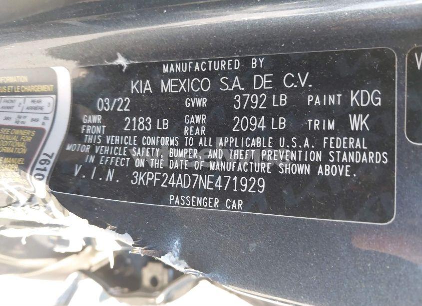 Photo 9 of 2022 Kia Forte LXS (VIN 3KPF24AD7NE471929)