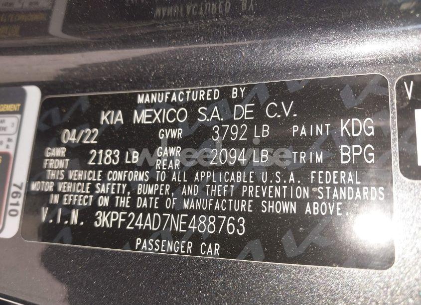 Photo 9 of 2022 Kia Forte LXS (VIN 3KPF24AD7NE488763)