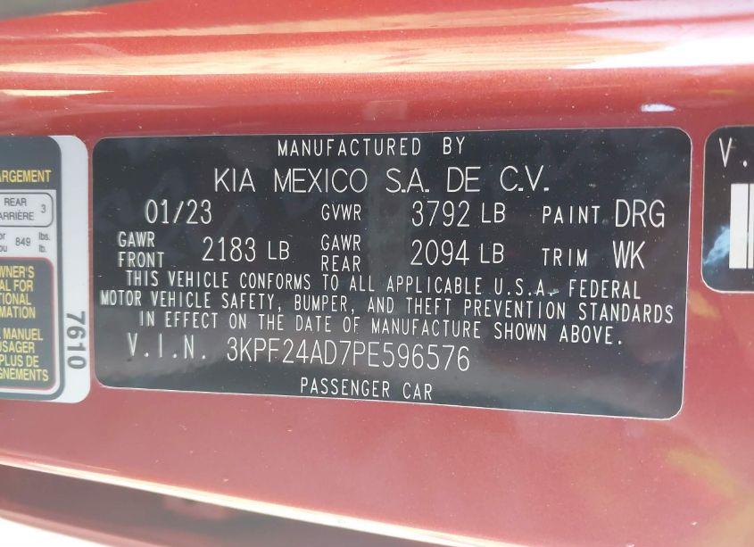 Photo 9 of 2023 Kia Forte LXS (VIN 3KPF24AD7PE596576)