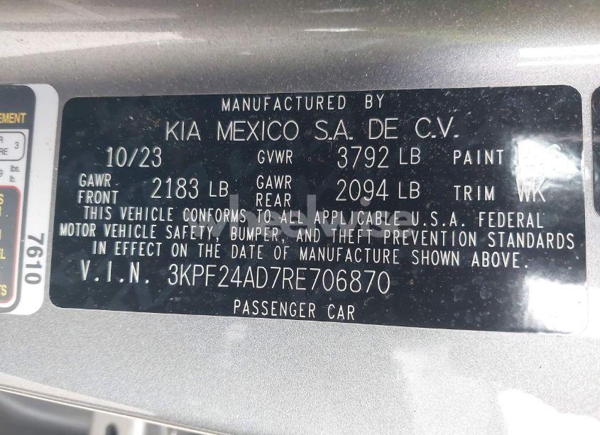 Photo 9 of 2024 Kia Forte LXS (VIN 3KPF24AD7RE706870)