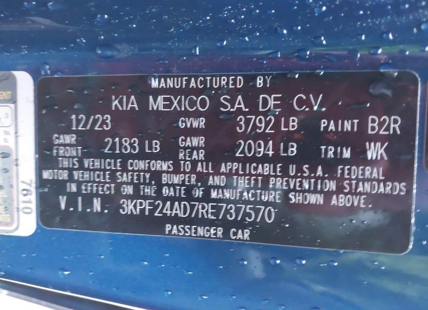 Photo 9 of 2024 Kia Forte LXS (VIN 3KPF24AD7RE737570)