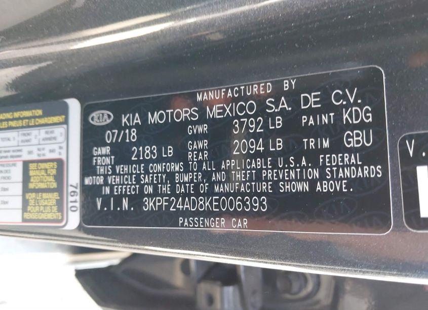 Photo 9 of 2019 Kia Forte LXS (VIN 3KPF24AD8KE006393)