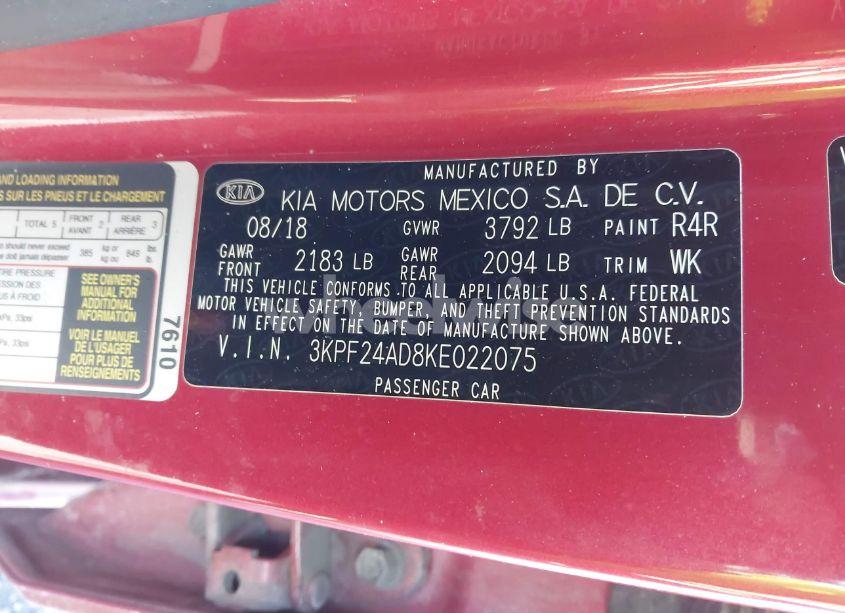 Photo 9 of 2019 Kia Forte LXS (VIN 3KPF24AD8KE022075)