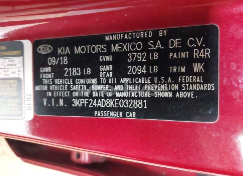 Photo 9 of 2019 Kia Forte LXS (VIN 3KPF24AD8KE032881)