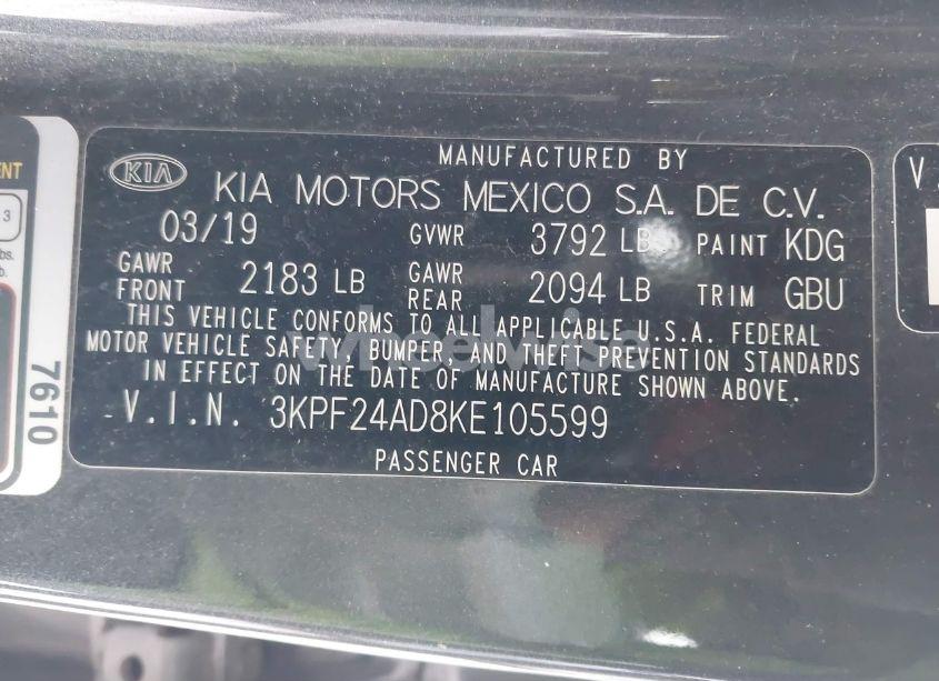 Photo 9 of 2019 Kia Forte LXS (VIN 3KPF24AD8KE105599)