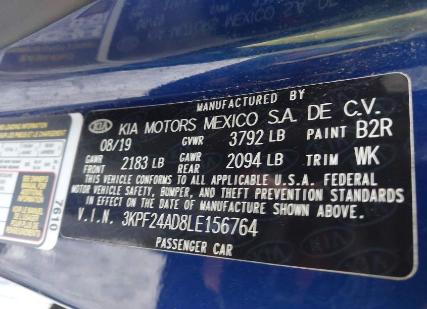 Photo 9 of 2020 Kia Forte LXS (VIN 3KPF24AD8LE156764)