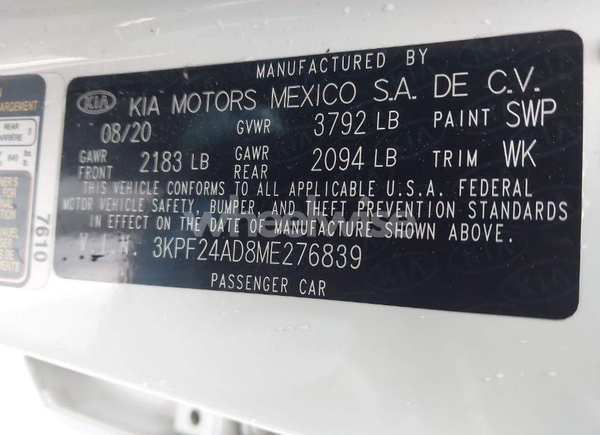 Photo 9 of 2021 Kia Forte LXS (VIN 3KPF24AD8ME276839)