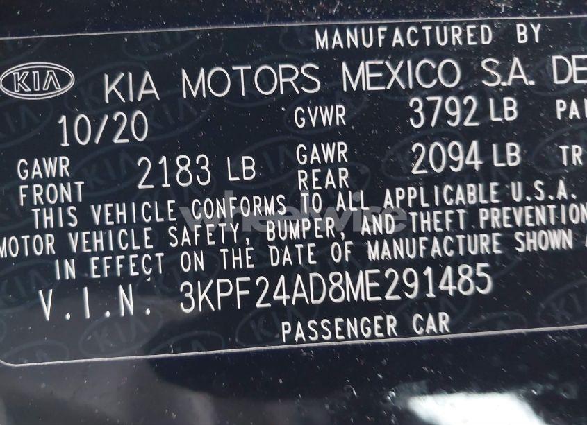 Photo 9 of 2021 Kia Forte LXS (VIN 3KPF24AD8ME291485)