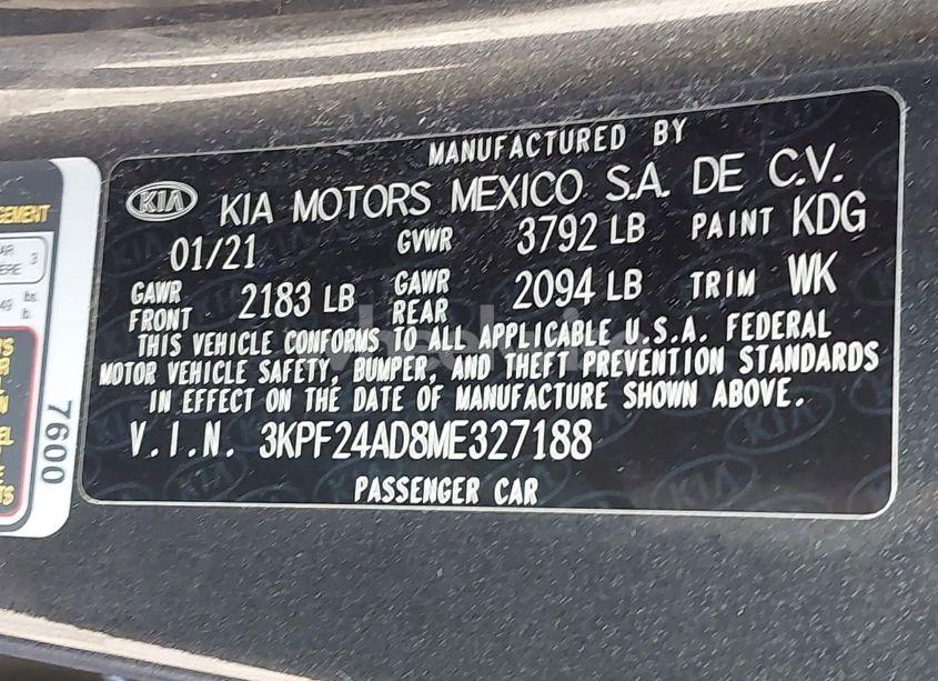 Photo 9 of 2021 Kia Forte FE (VIN 3KPF24AD8ME327188)