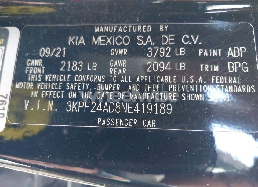 Photo 9 of 2022 Kia Forte LXS (VIN 3KPF24AD8NE419189)