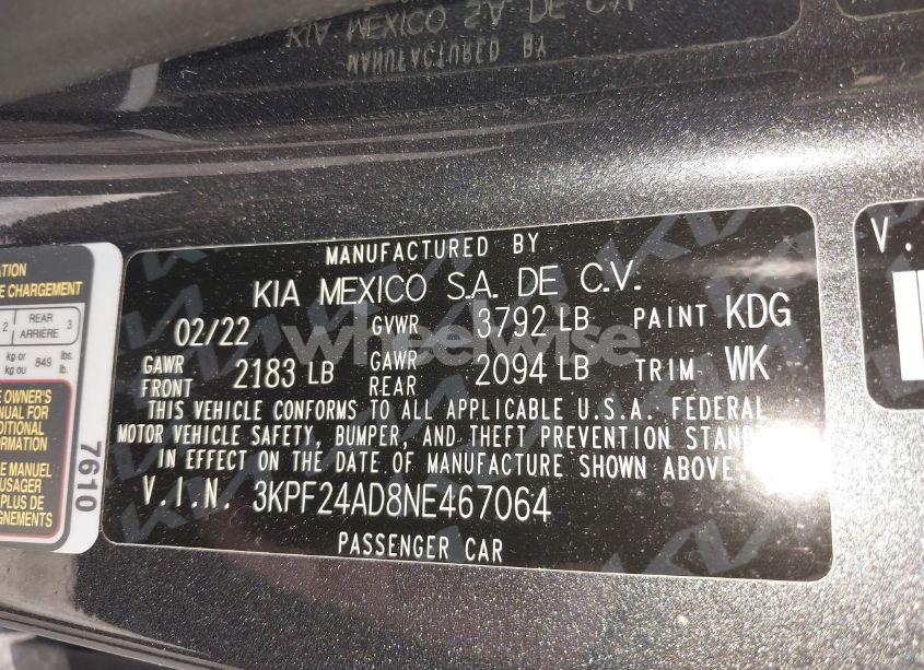 Photo 9 of 2022 Kia Forte LXS (VIN 3KPF24AD8NE467064)