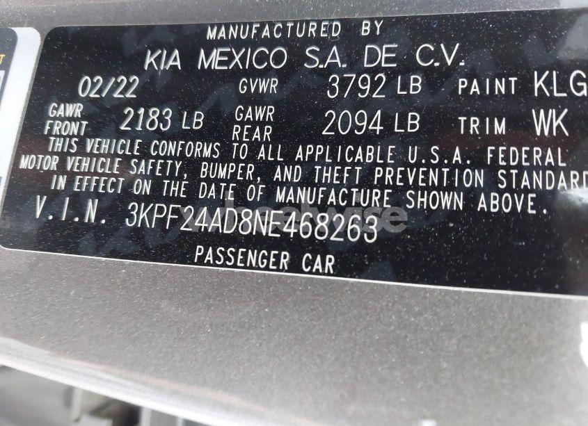 Photo 9 of 2022 Kia Forte LXS (VIN 3KPF24AD8NE468263)