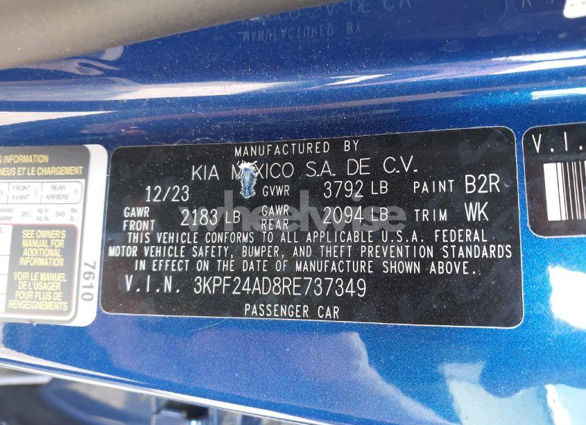 Photo 9 of 2024 Kia Forte LXS (VIN 3KPF24AD8RE737349)