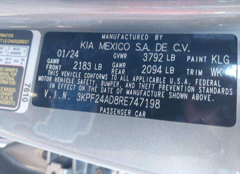 Photo 9 of 2024 Kia Forte LXS (VIN 3KPF24AD8RE747198)