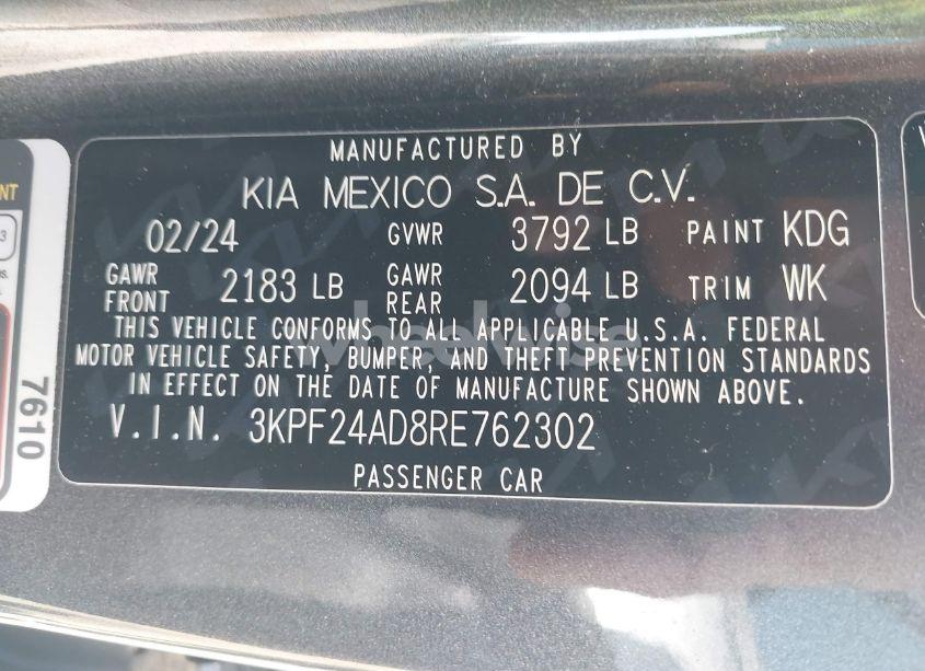 Photo 9 of 2024 Kia Forte LXS (VIN 3KPF24AD8RE762302)