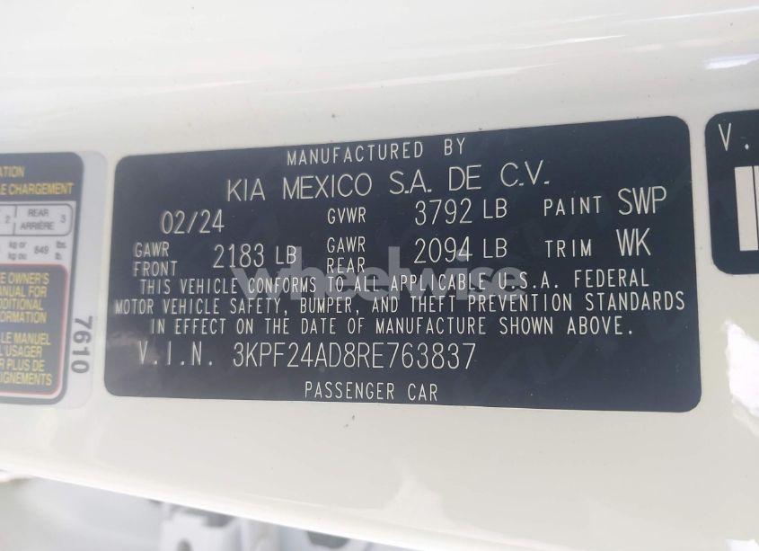 Photo 9 of 2024 Kia Forte LXS (VIN 3KPF24AD8RE763837)