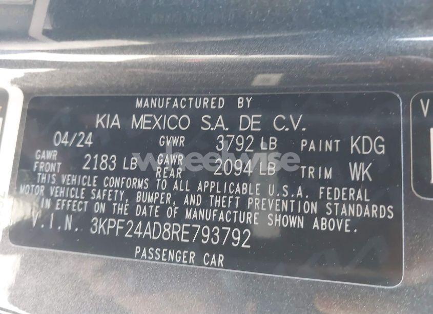 Photo 9 of 2024 Kia Forte LXS (VIN 3KPF24AD8RE793792)