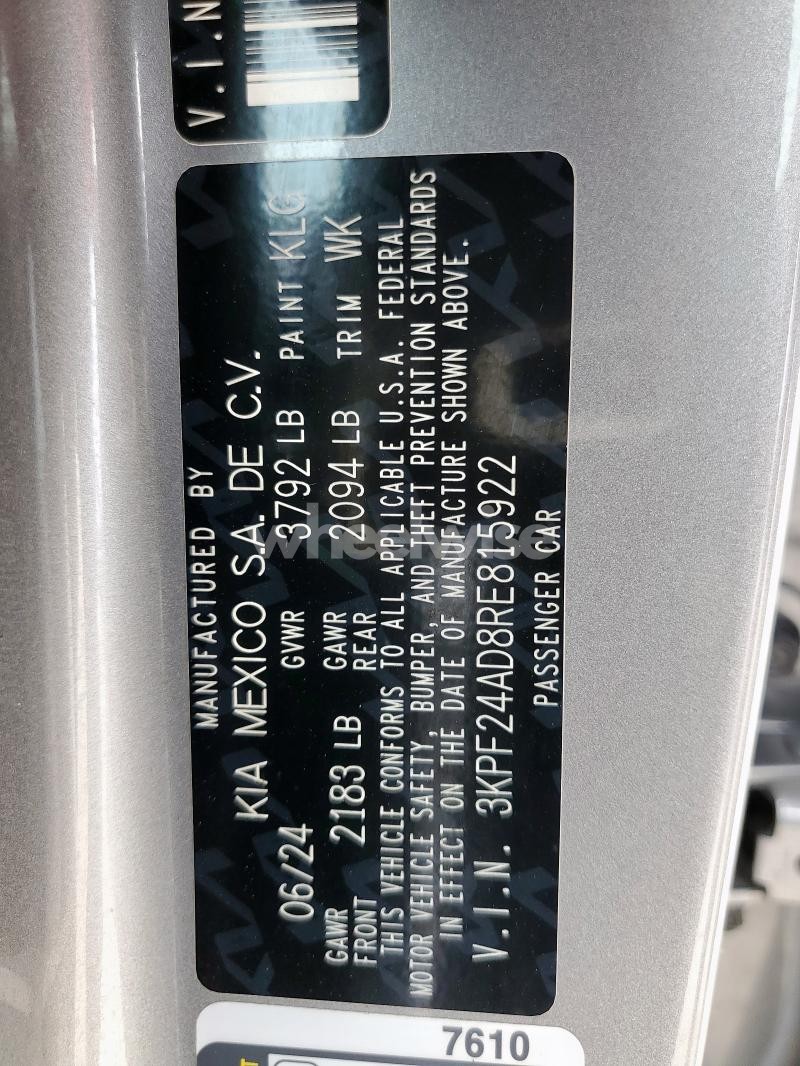 2024 KIA FORTE LX (VIN 3KPF24AD8RE815922) main photo