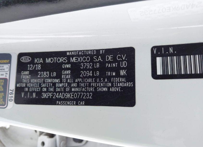 Photo 9 of 2019 Kia Forte LXS (VIN 3KPF24AD9KE077232)